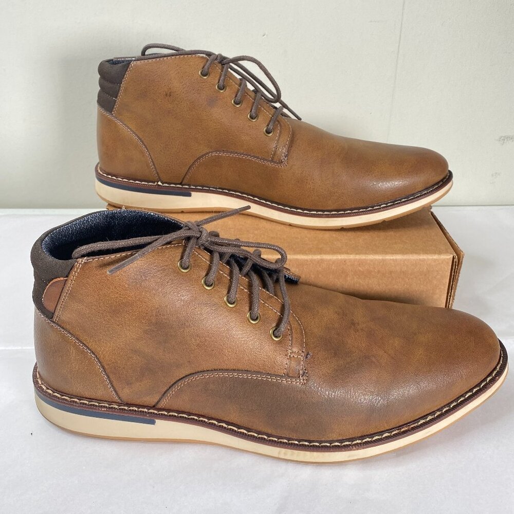 London Underground Faux Leather Chukka Dress Shoes Men's 14 Brown